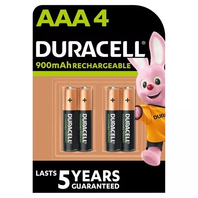 Duracell Rechargeable AAA HR03 900mAh Pre-Charged Rechargeable Batteries