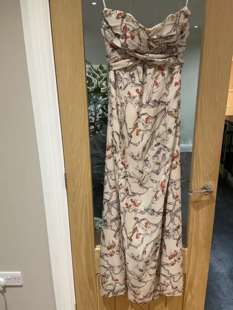 TED BAKER OFF White Orchid Flower Print Sleeveless Maxi Dress size 1 ...