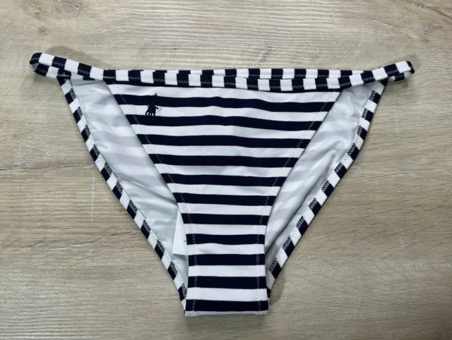 Polo Ralph Lauren Womens Swimwear Black White L Striped Hipster Bikini Bottoms