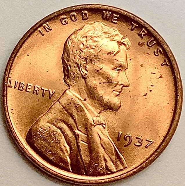 1937 p  Uncirculated Choice BU Red RD -Lincoln Wheat Cent Penny ~Free Ship A220s