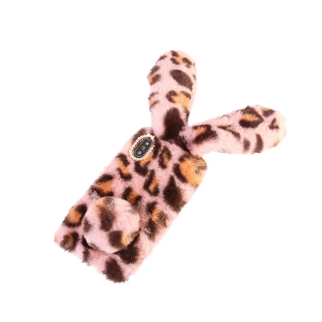 Peluche Lapin Cas De Téléphone De Mode Strass Hiver Garder Chaud