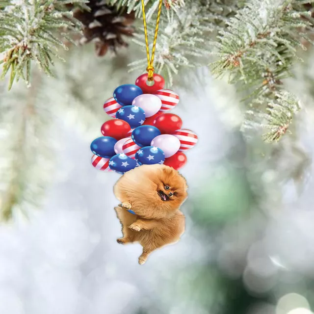 Pomeranian Dog Fly With Bubbles hanging ornament decor, Dog lover gift 2