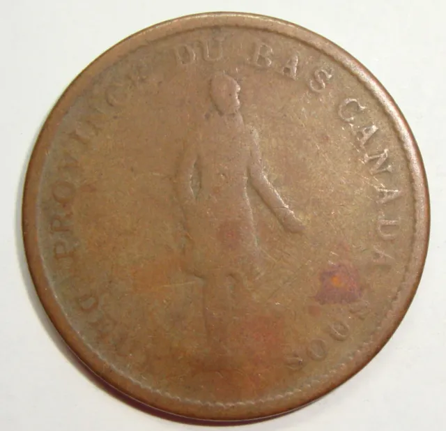 1837 Deux Sous Lower Canada One Penny Token Coin