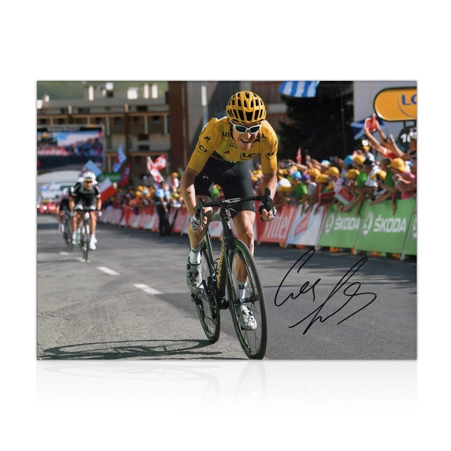 Geraint Thomas Signed Tour De France Cycling Photo: Winning On Alpe D'Huez