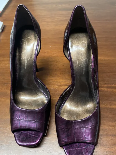 jessica simpson open toe heels purple 6.5
