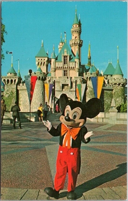 Vintage DISNEYLAND Anaheim CA Postcard MICKEY MOUSE / Sleeping Beauty Castle