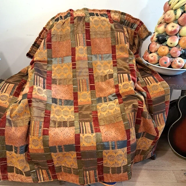 "Incredibile tessuto patchwork - tende ciniglia/damascate super spesse - foderate-55""Wx52"