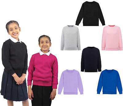 Boys Girls Kids Jumper Sweatshirt Crew Neck Long Sleeve School Uniform Top