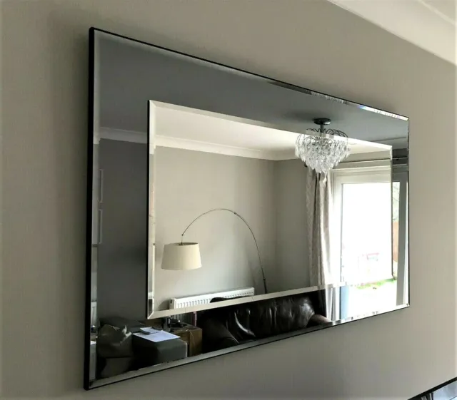 Modern Marietta Bevelled Wall Mirror Smoke/Silver 101x75cm John Lewis RRP £290