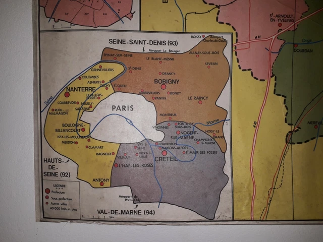 CARTE GÉOGRAPHIQUE SCOLAIRE Ile De France EUR 65,00 - PicClick FR