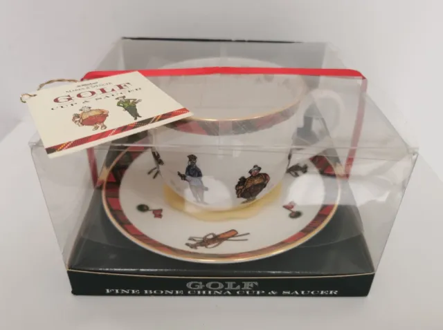 Vintage StMichael M&S Golf Themed Fine Bone China Cup & Saucer