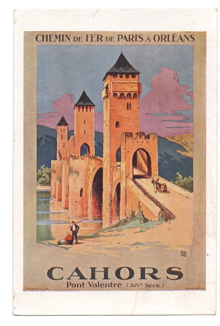 Carte postale ancienne. Reproduction d'affiche publicitaire. CHEMINS DE FER