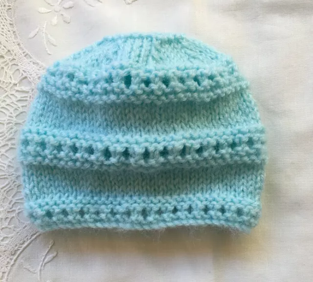 * Premature (5lb) * Baby Beanie * Turquoise * (Warm) * Aust Hand Knitted *