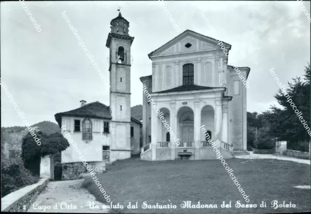 cg185 cartolina lago d'orta un saluto dal santuario madonna del sasso di boleto