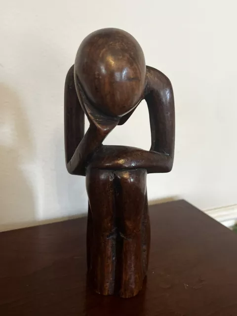 Wooden Yoga Meditation Statue - Handmade Abstract Yoga Pose Sculptu