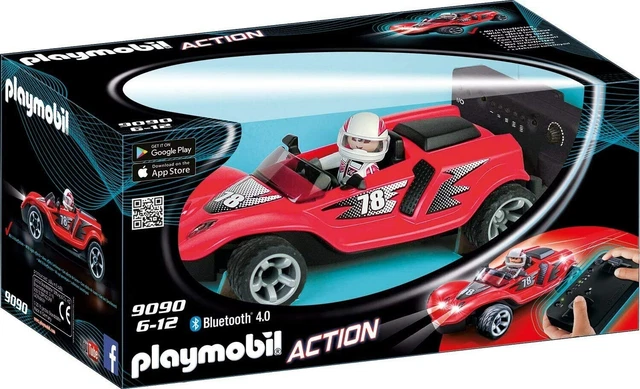 Voiture de course turbo rouge Geobra Playmobil 4184 et figurine de