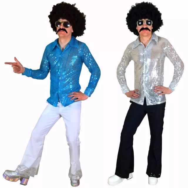 Fancy Dress Mens Costume 70s 1970s 80s 90s Rock Disco Nights Shirt & Flares Suit