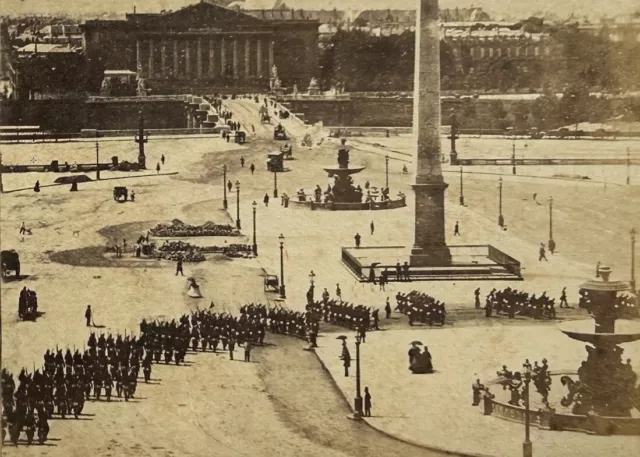 FRANCE Paris Place de la Concorde Défilé militaire c1865 Photo Stereo Vintage