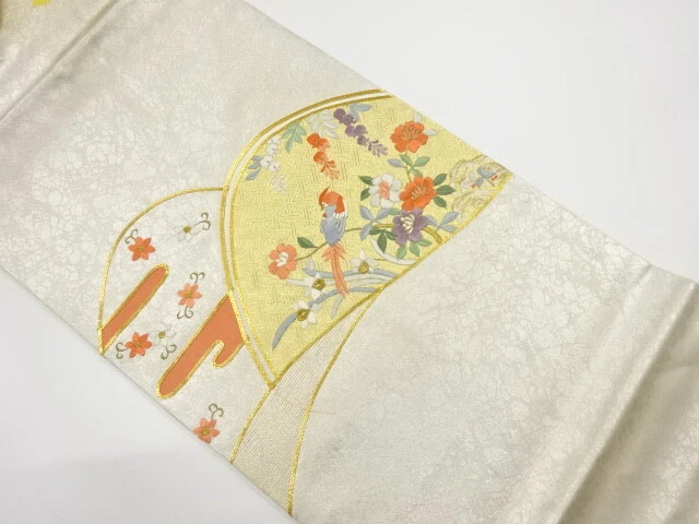 6528111: Japanese Kimono / Vintage Nagoya Obi / Embroidery / Flower Arabesque &