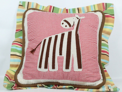 Almohada decorativa para bebé CoCaLo a rayas jirafa a cuadros rojo verde