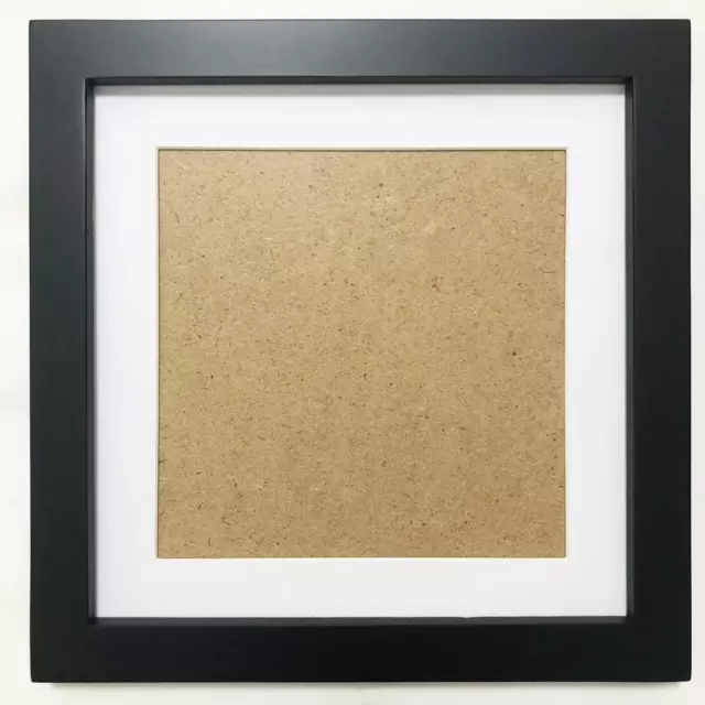 8X8 Picture Frames Black 6X6 Picture with Mat Solid Wood Frame Plastic Panel