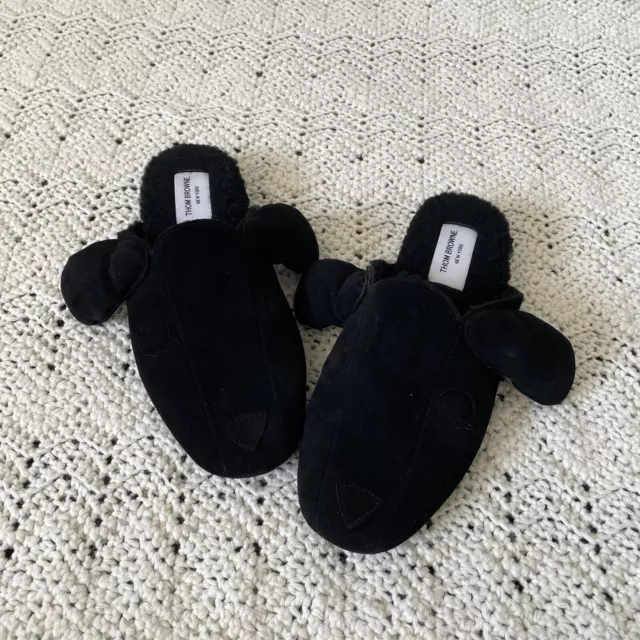 Thom Browne Black Shearling and Suede Hector Slipper (US 7)