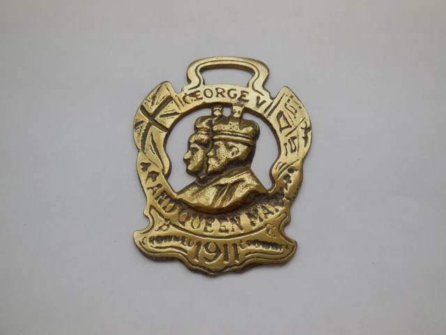 Vintage Horse Brass Medallion Coronation King George V & Queen Mary 1911