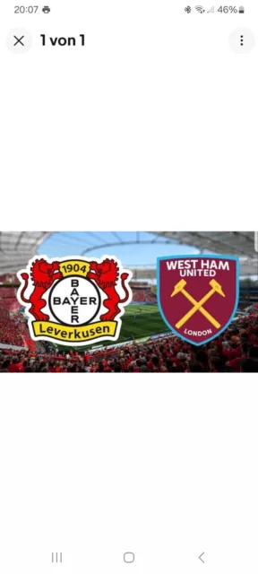 Bayer Leverkusen vs West Ham 2 Tickets