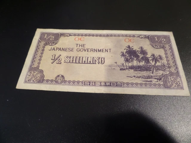 Vintage Japanese 1940's 1/2 Shilling paper money good condition