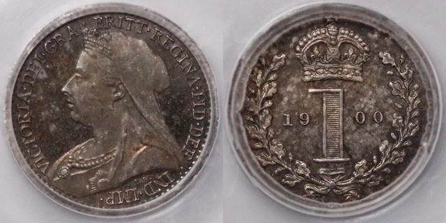 PCGS Graded PL65 Great Britain 1900 Maundy Penny 1D Victoria Silver Coin