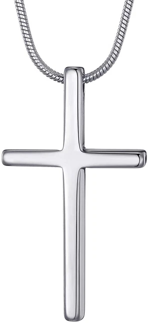 MOO&LEE Tungsten Carbide Simple Cross Necklace for Men Women Boys and Girls, Uni