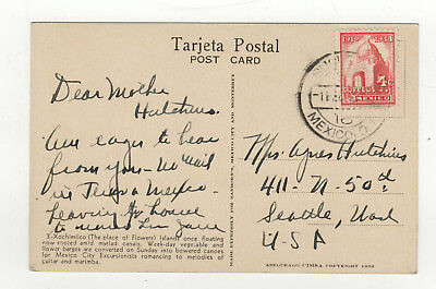 Mexique années 30 un timbre sur carte postale Xochimilco the place of flo/ T2487 