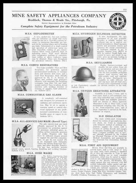 1939 Mine Safety Appliances Co. Pittsburgh PA M.S.A. Comfo Respirators Print Ad