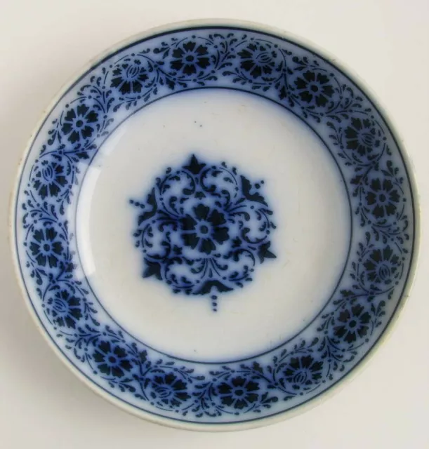 Luneville, France, Flow Blue, 8.5" Stylized Floral Bowl