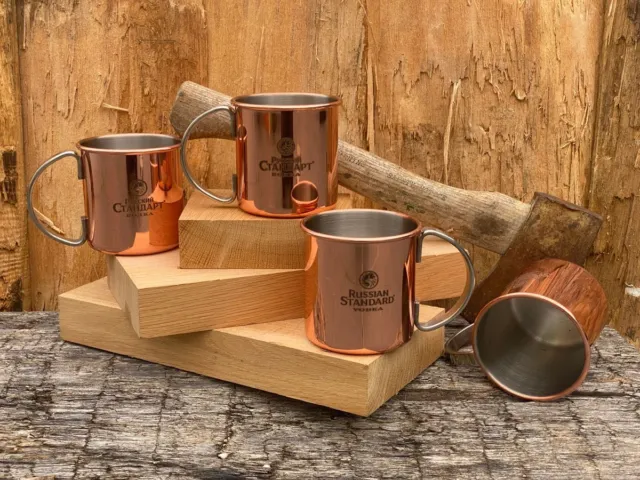 4 x Moscow Mule Becher Kupfer-Edelstahl Getränke Cocktail Party Camping Bar Metall Tasse