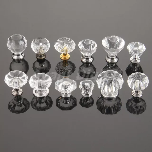 Clear Acrylic Pumpkin Diamond Shape Pull Knob Crystal Handle Drawer Cabinet Door
