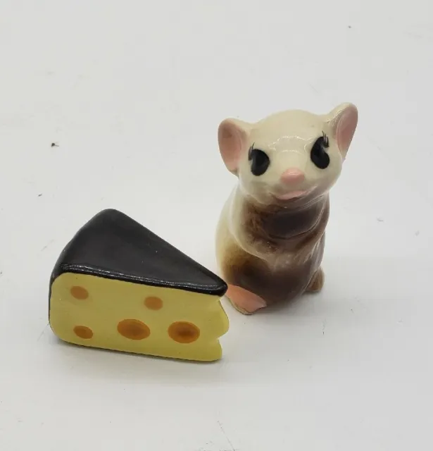 Glazed Mini Cheese And Mouse Unmarked Figurine Cute Collectible