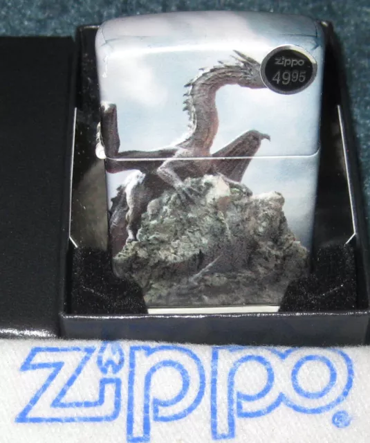 ZIPPO 540 DESIGN Lighter DRAGON DESIGN 81263 ON ROCKS New SEALED Mint in Box