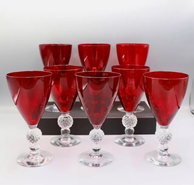 8 Morgantown Ruby Red Golf Ball Stem 6.75" Water Goblets MINT DISCONTINUED 8 Morgantown Ruby Red Golf Ball Stem 6.75" Water Goblets MINT DISCONTINUED