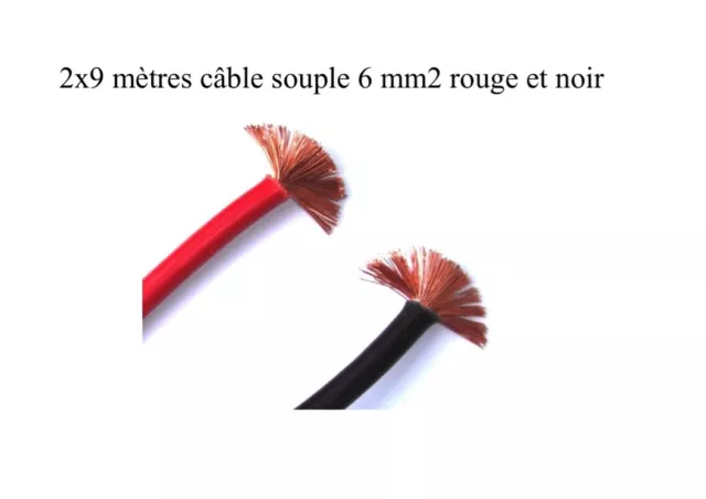 câble électrique batterie souple 6 mm2 rouge et noir 2X9 mètres