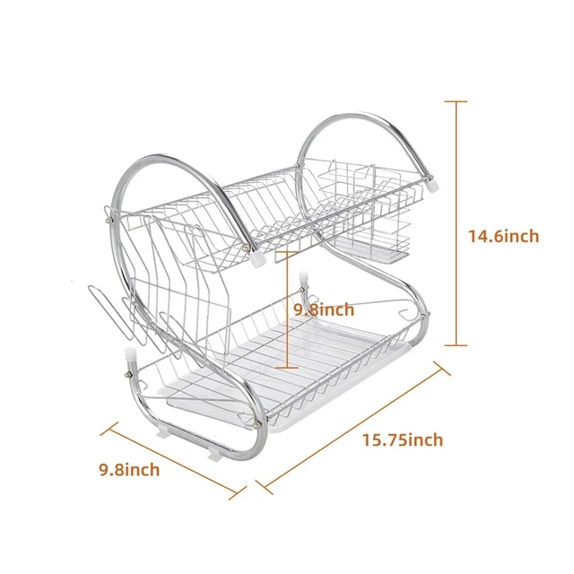 2-Tier Multi-function Stainless Steel Dish Drying Rack,Cup Drainer Strainer