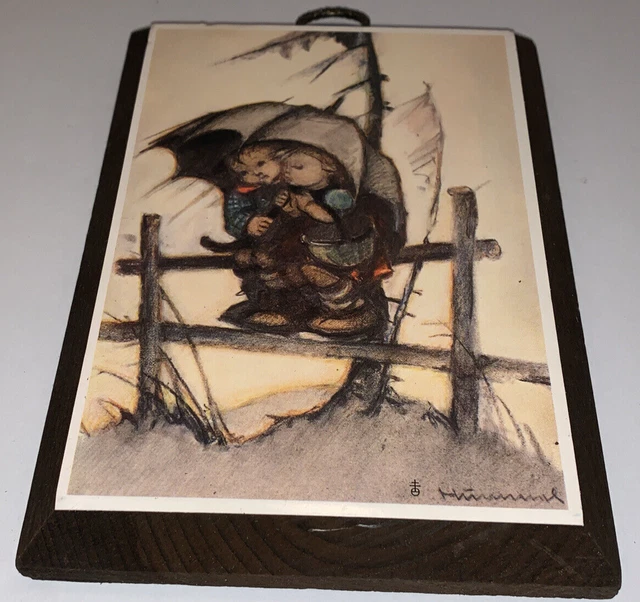 Vintage Original Hummel Print 1981 Umbrella Boy & Girl Ars Sacra Ars Edition