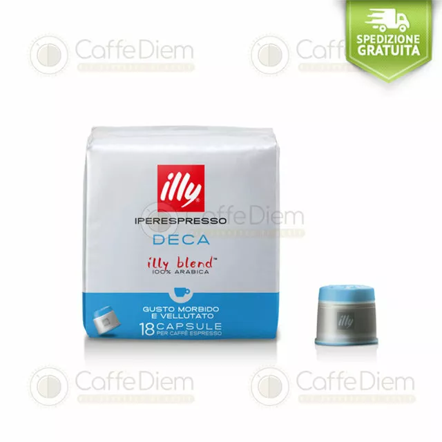 108 Capsule Cialde Caffè illy Iperespresso Decaffeinato Dek Azzurro 100% Arabica