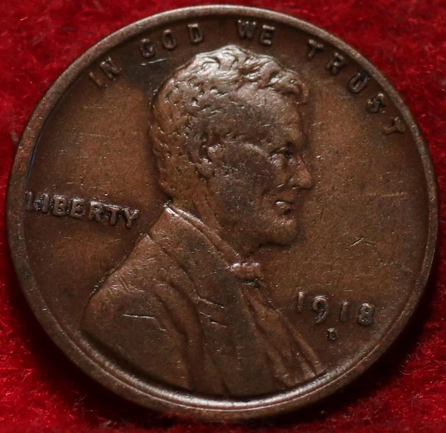 1918-D Denver Mint Copper Lincoln Wheat Cent