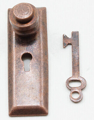 Dollhouse Miniature Door Knobs w/Key Plate  - Bronze - (2 pk) #05526- 1:12 Scale