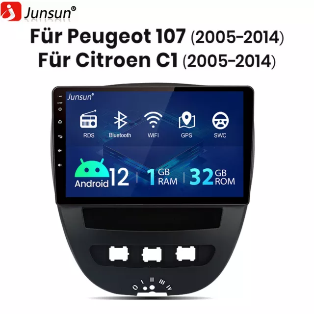 Android 12 Autoradio GPS NAVI WIFI FM RDS Für Peugeot 107 Toyota Aygo Citroen C1