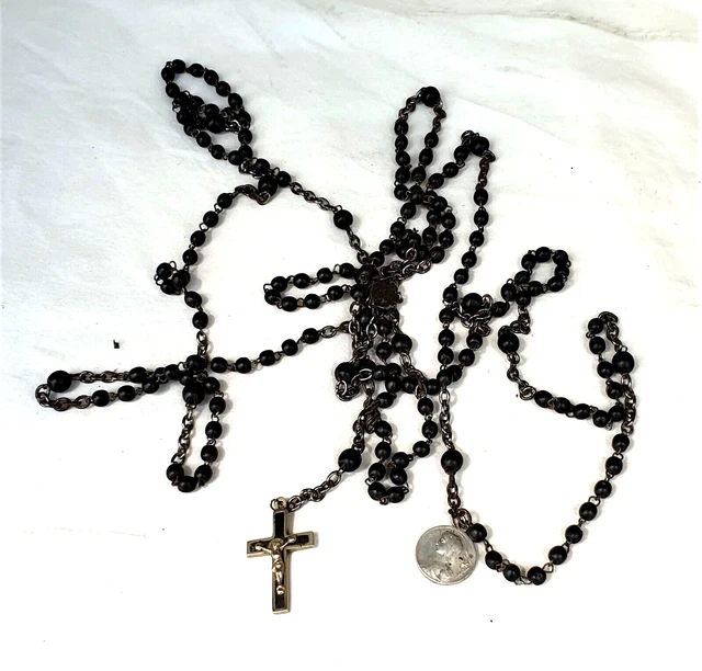 Antique Fifteen Decade French Rosary - Souvenir of Lourdes c 1920s.