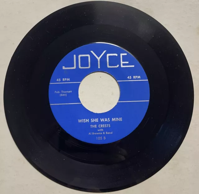 The Crests 1957 DOO WOP 45 No One To Love / Wish She Was Mine JOYCE REPRO Mint