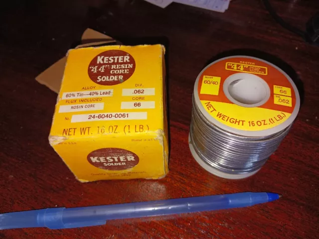 Kester 44 rosin core solder  .062dia Core #66  60/40 for electronics 1 pound