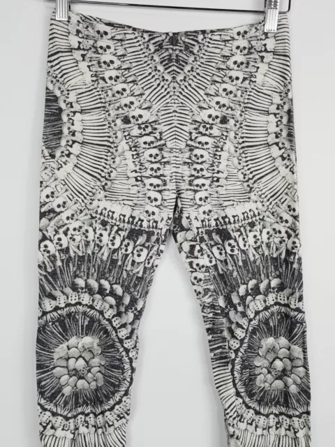 ALEXANDER McQUEEN Womens S or 10 Catacombs Skull Printed Wool Stretch Leggings 2